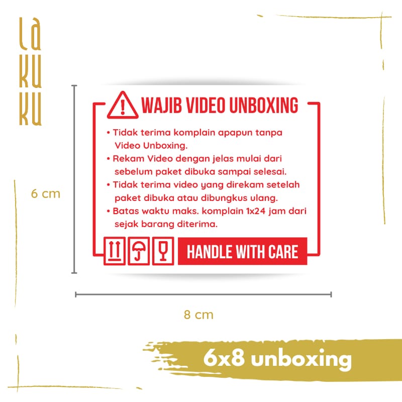Lakuku - Sticker Peringatan Unboxing Paket untuk kebutuhan penjual seller online shop