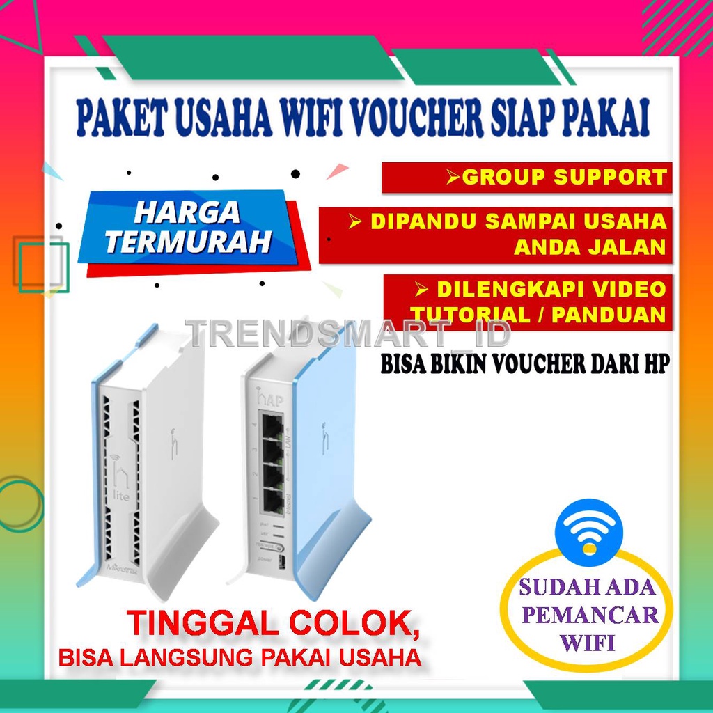 PAKET USAHA WIFI VOUCHER VOCER HOTSPOT SIAP PAKAI GSM RT RW NET LENGKAP MIKROTIK RB941-2ND HAP LITE