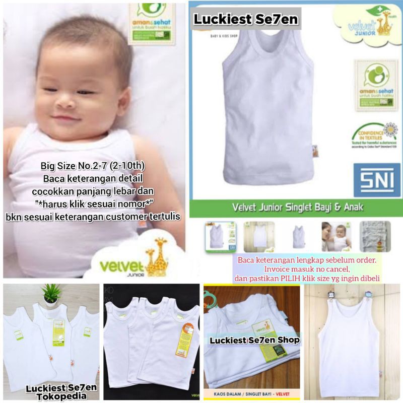Velvet Jumper / Singlet Daleman anak kaos kaus dalem dalam kutang kutung bayi newborn NB S M L 2-7