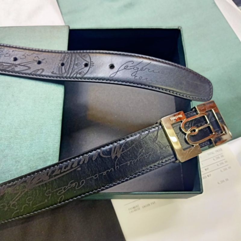 Ikat Pinggang Berluti  Mirror Belt/Gesper Kulit Asli Impor