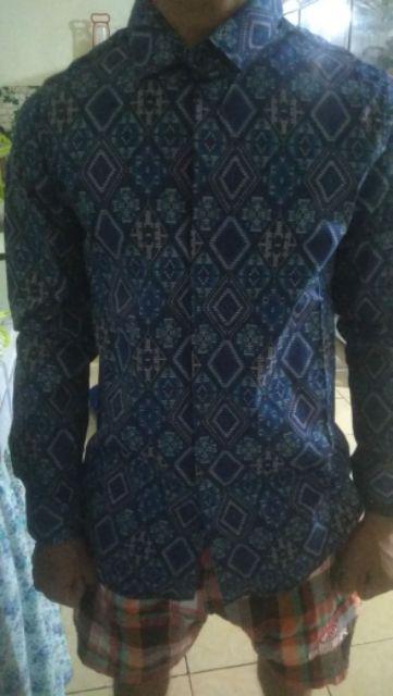 Kemeja Batik Pria Lengan Panjang Dan Pendek Purple Songket Batik Motif Murah 6500