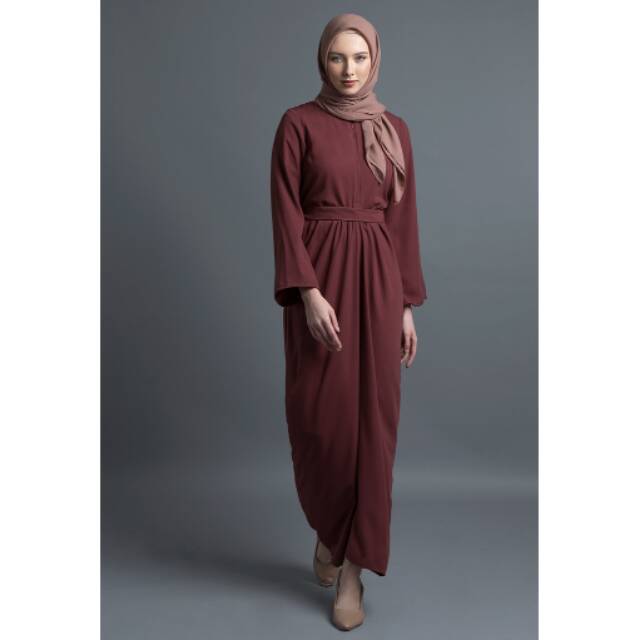 Askalabel, BURGUNDY TYAS (SIZE XL), gamis, dress elegan ORI by ASKA LABEL