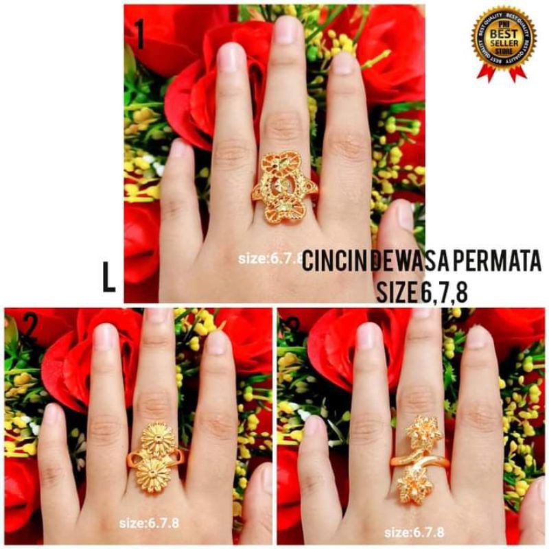 Cincin Dewasa Polos Dubai Perhiasan Wanita Gold Modern (COD)