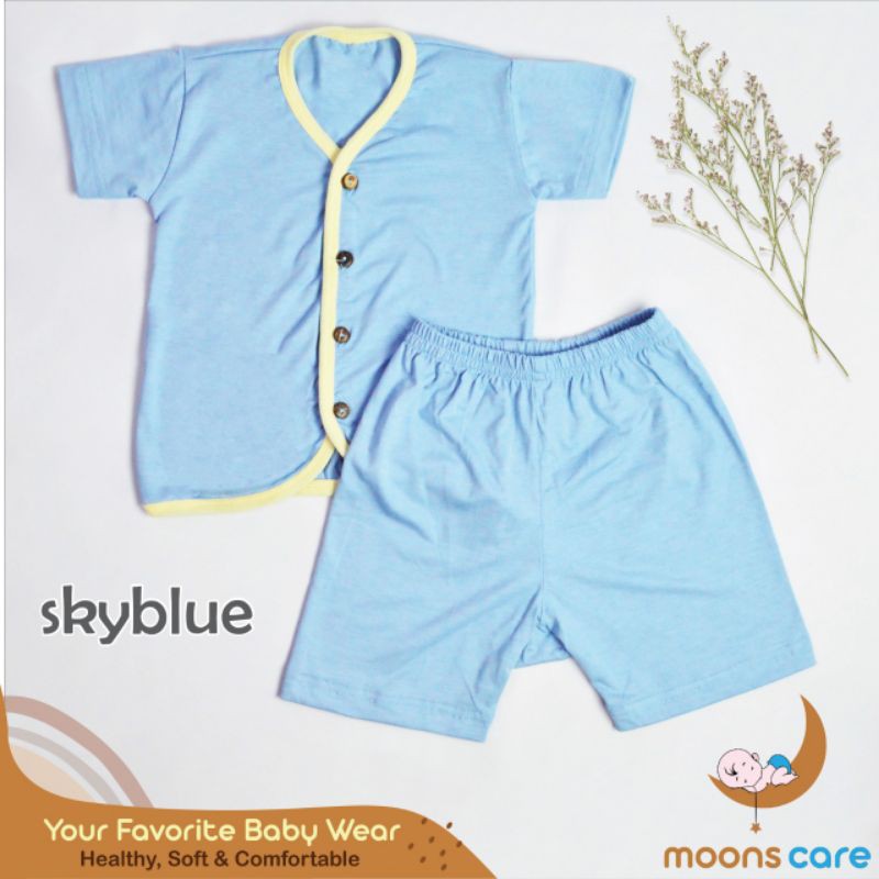 Stelan pendek kancing Moon's Polos Stelan Bayi Baju Baru lahir Stelan Baby Lucu stelan pendek