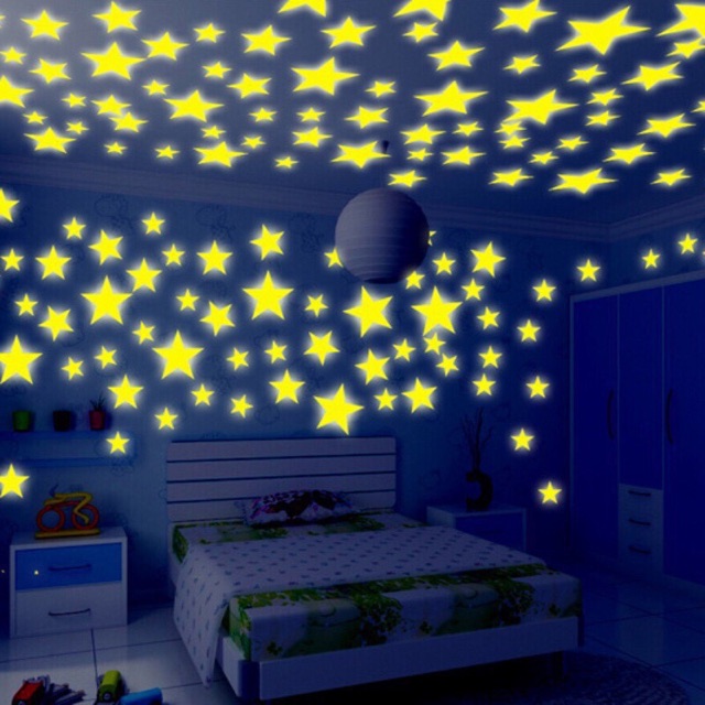 GID03 Glow in The Dark Star Bintang 100Pcs / Stiker Dinding Bintang Terang Dalam Gelap / Wall Sticker / Dekorasi Dinding