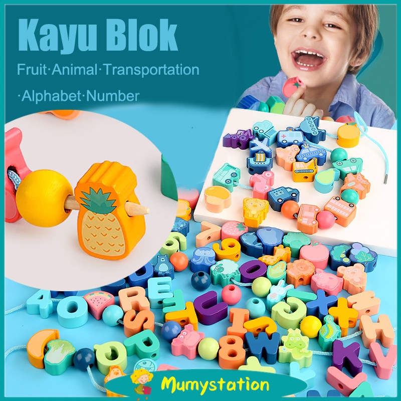 Mumystation mainan edukasi anak manik manik/mainan kayu/kayu blok