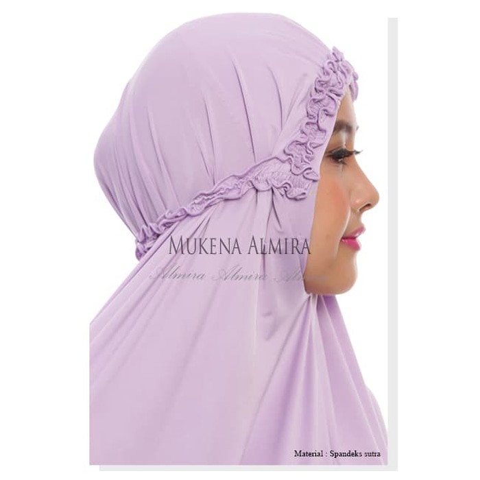 Mukena Putih Polos Almira Spandek Sutra Dewasa - Merah Muda  Kd125