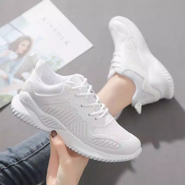 Sepatu Wanita Import sneaker Perempuan Cewek Sneakers kets SP-093 - Putih, 37