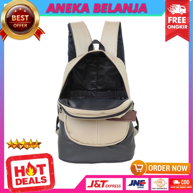 Tas Ransel Wanita Kekinian Espirit Polos Warna Hitam - Coklat Muda Cocok Untuk Hangout Sekolah