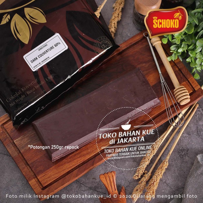 

Schoko Dark Chocolate Couverture BLOCK 60 1kg Cokelat Batang Coklat