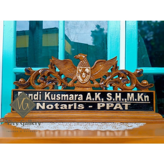 PAPAN NAMA + PAPAN NAMA UKIR + PAPAN NAMA MEJA KERJA + LOGGO GARUDA