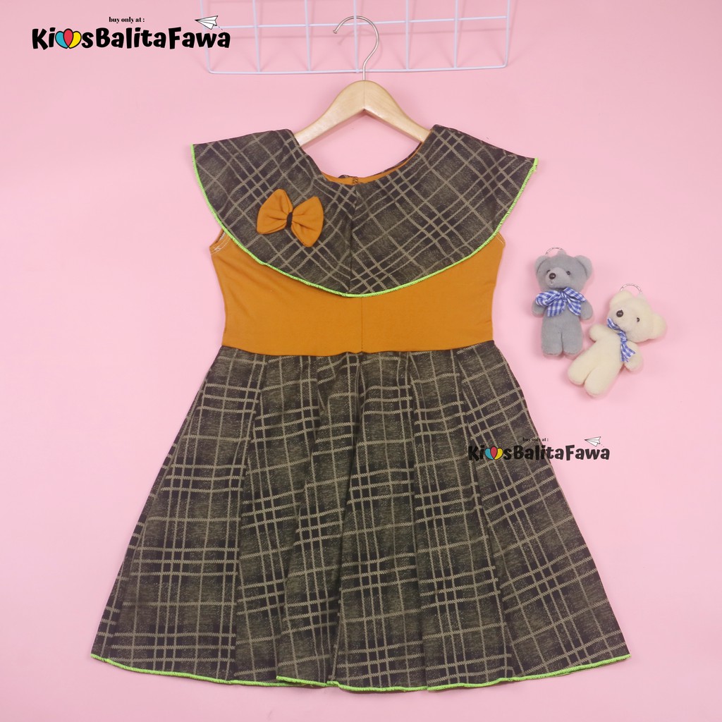 Dress Evelin size Bayi - 6 Tahun / Baju Anak Perempuan Atasan Model Dres Cewek Gaun Pesta Motif Adem