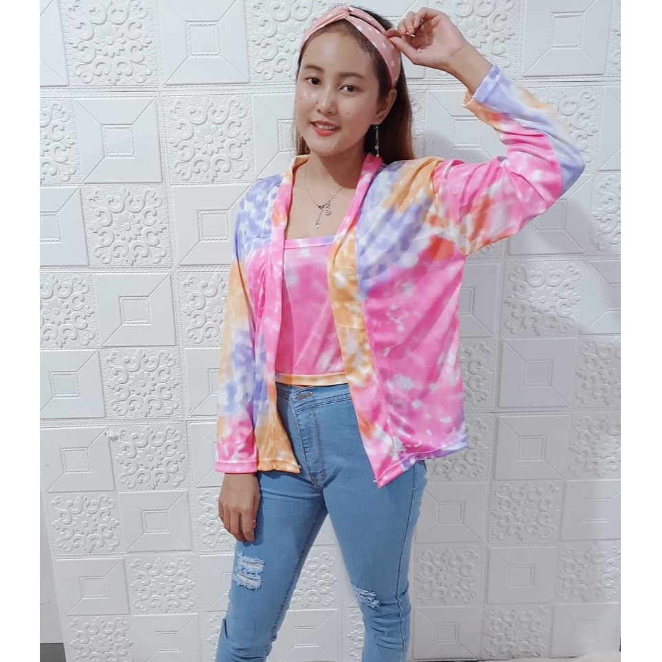 Set Cardigan Outer Tie Dye + Kemben Fit XL