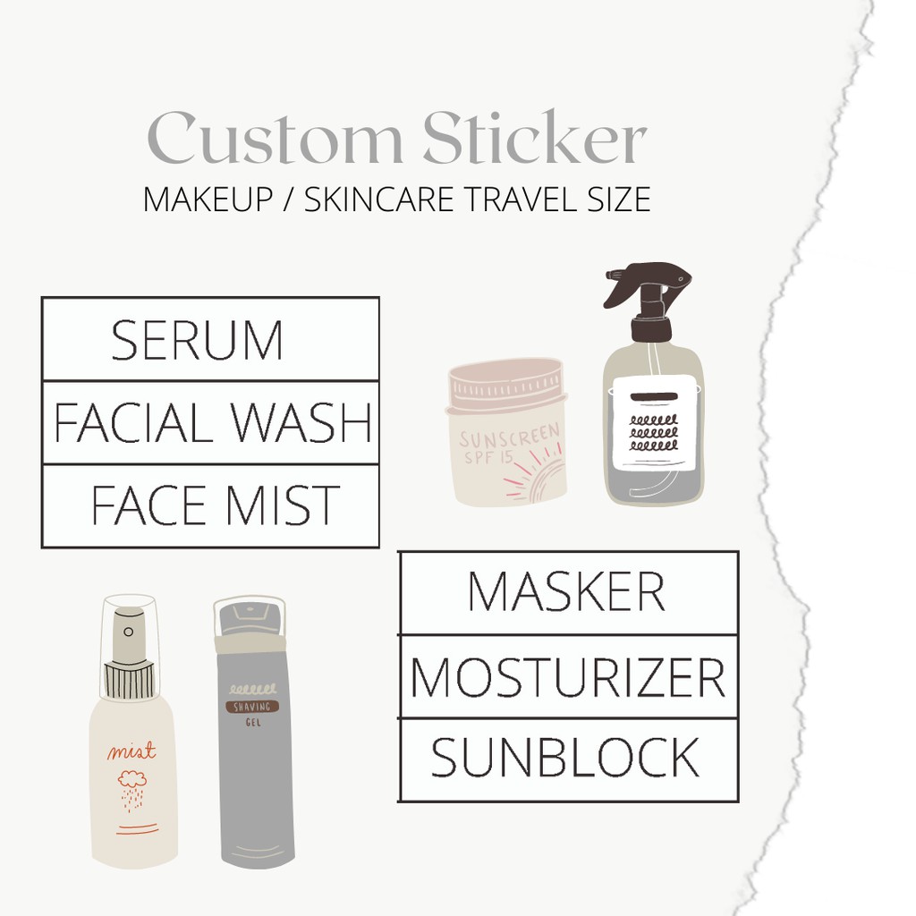 

MINIMAL 35 PCS | Custom Stiker Label Makeup Skincare Travelsize | BACA DESKRIPSI
