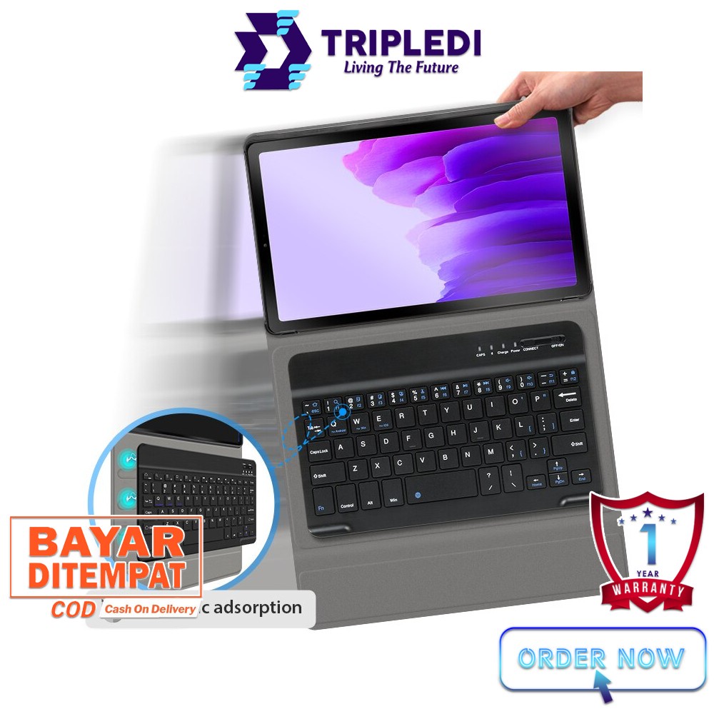 TRIPLEDI Case Samsung Galaxy Tab A7 Lite 2021 SM-T220 SM-T225 8.7 inch Keyboard Wireless Bluetooth Magnetic Removable Free Stylus Pen Flip Casing Leather Sarung Pelindung Shockproof Tablet Android Book Cover Folio Protektif Stand Built-in-2