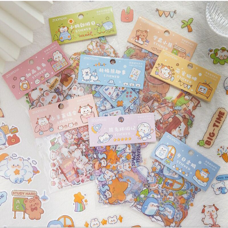 Stiker Beruang Transparan Lucu / Sticker Beruang Kawaii Anti Air