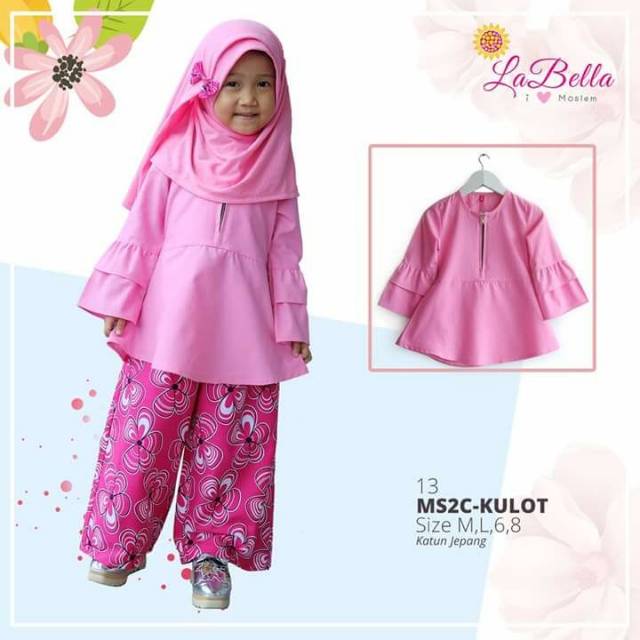 LBG-136 Baju Muslim Anak Perempuan Setelan Tunik Kulot Katun Jepang Labella