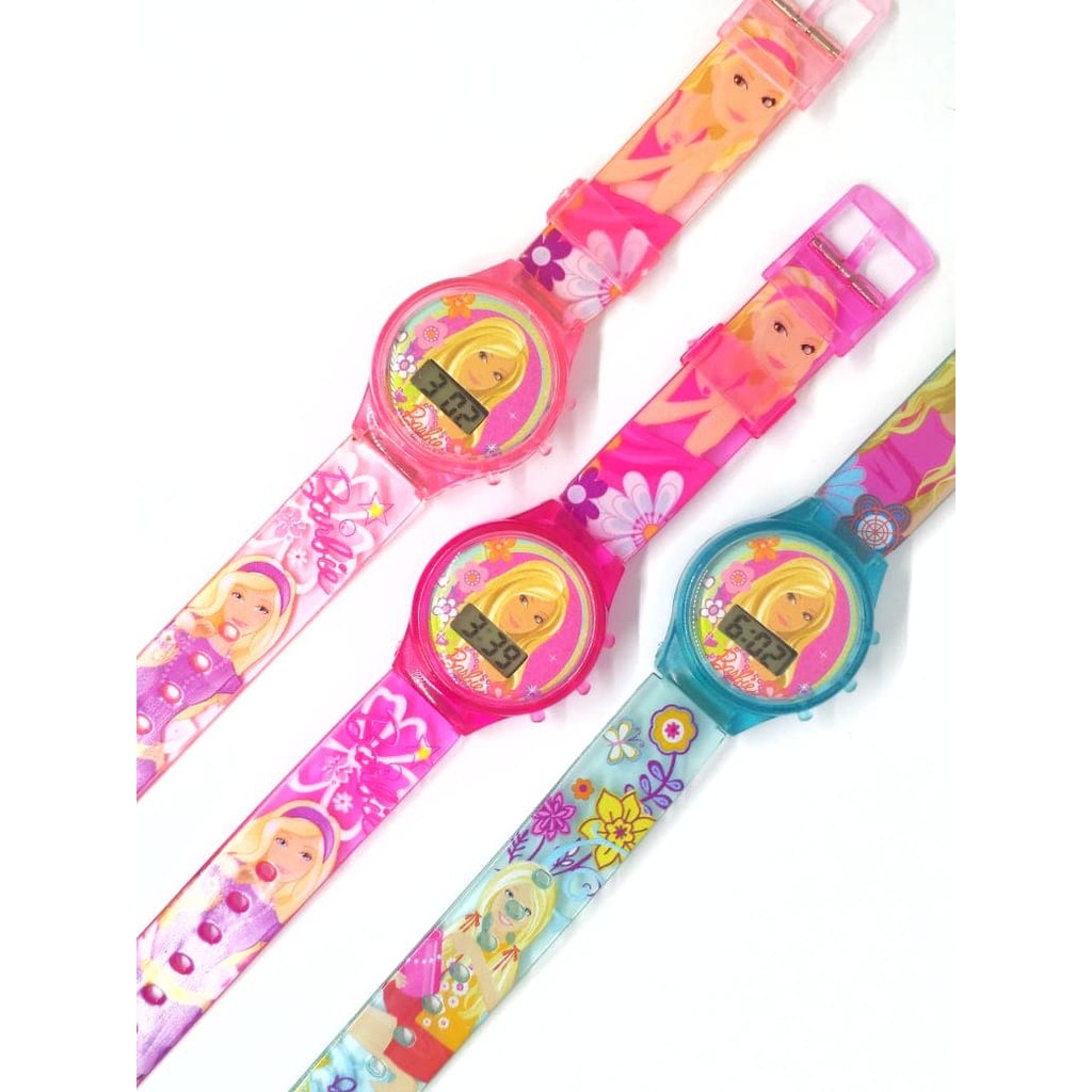 Limited! JAM TANGAN ANAK PEREMPUAN BARBIE BERBIE KARAKTER LAMPU DIGITAL MURAH