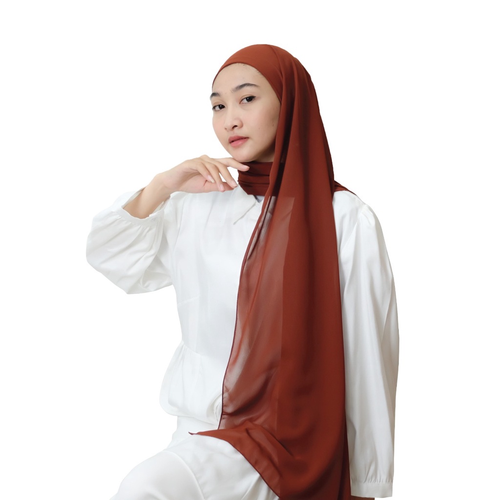 Malaka Pashmina Inner Hijaberies - Pashmina yang menyatu dengan Ciput-Terracota