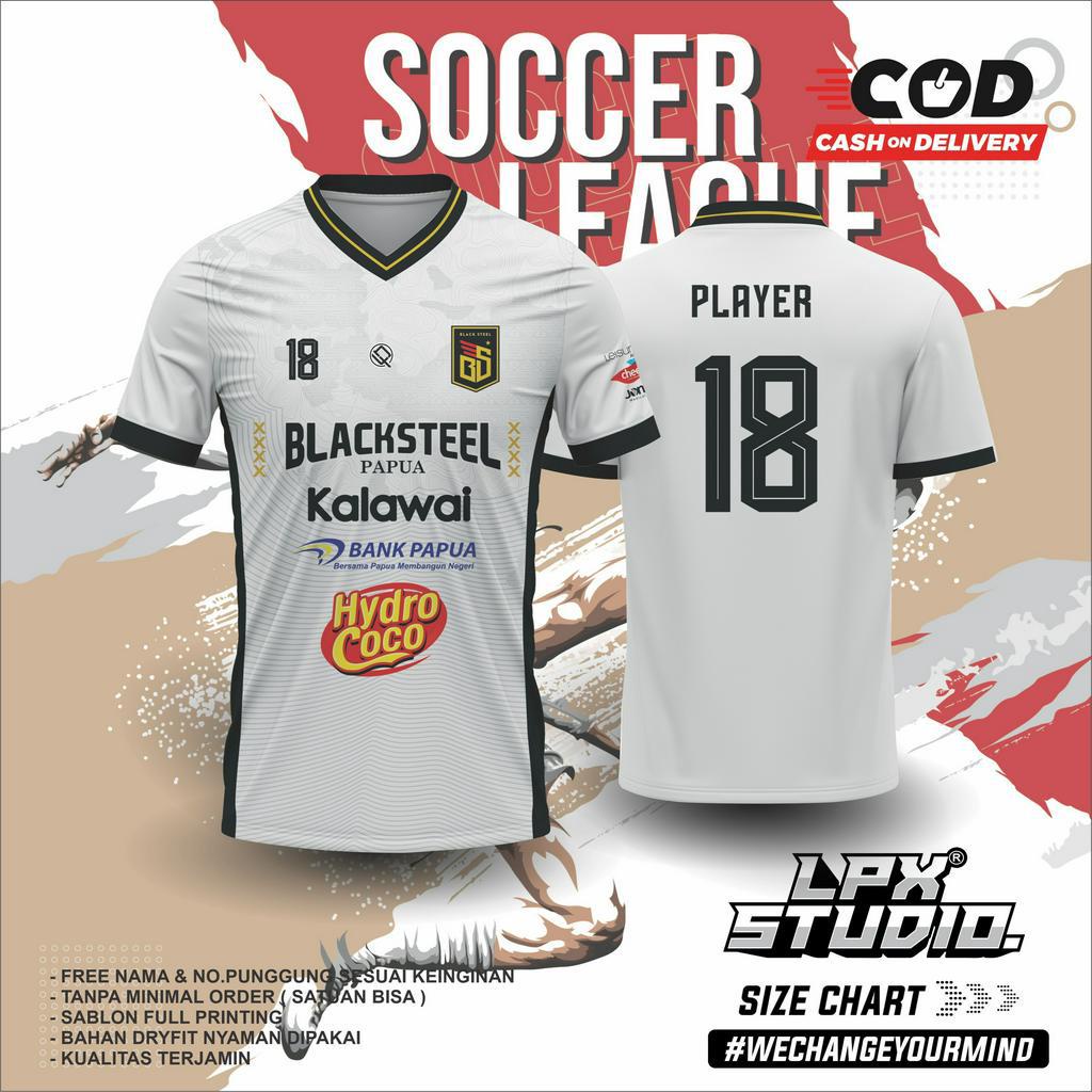 Jersey Futsal Blacksteel Away 2023 Free Name Custom