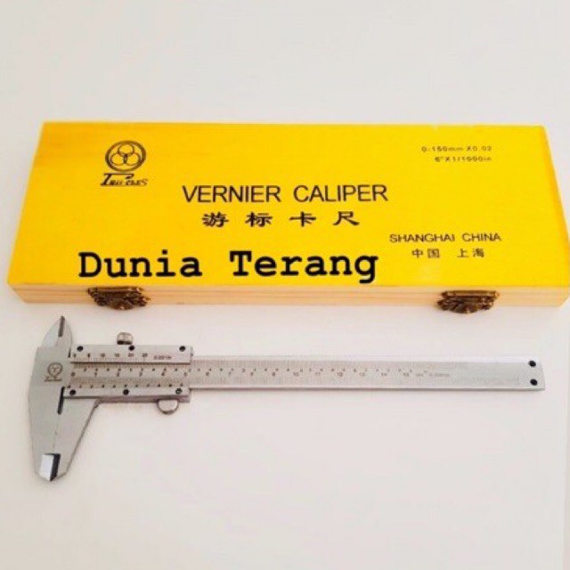 Sketmat 6 in Manual 0.02 TRIICLES Besi Kotak Kayu Vernier Caliper 15 cm Jangka Sorong Sigmat