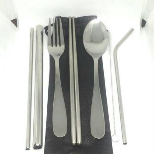 

SENDOK GARPU SET +SUMPIT +SEDOTAN + POUCH STAINLESSS FOOD GRADE KWALITAS PREMIUM