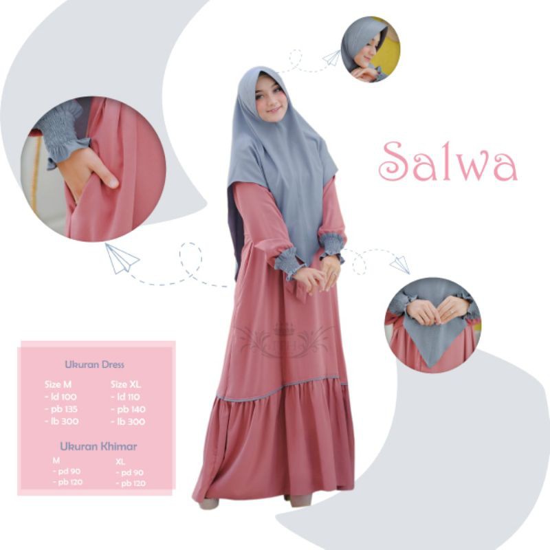 Set Gamis Khimar Salwa Syar'i by FFH (Fafa Hijab)  AB COLLECTION GROSIR SERAGAM GAMIS