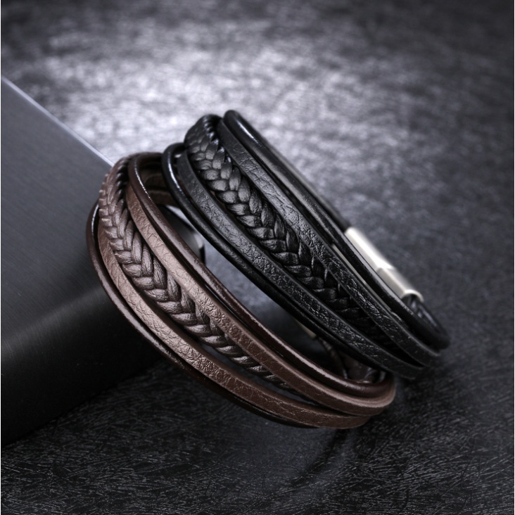 2022 Gelang Kulit Woven Multilayer Untuk Hadiah Pesta Ulang Tahun