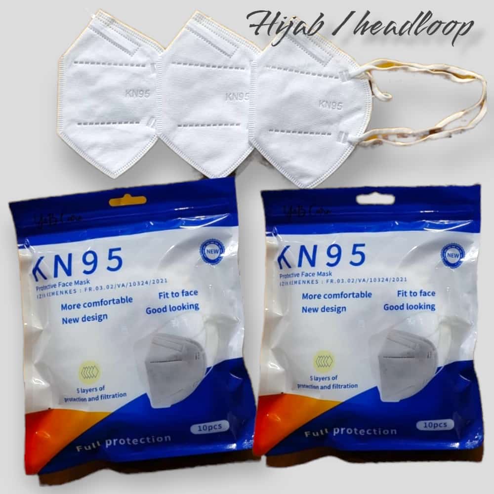 KN95 HIJAB YB MURAH ISI 50- MASKER KN95 5PLY HEADLOOP  FACE MASK PUTIH