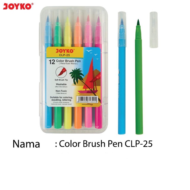 

12 Color Brush Pen CLP-25 / Pena Kuas 12 Warna