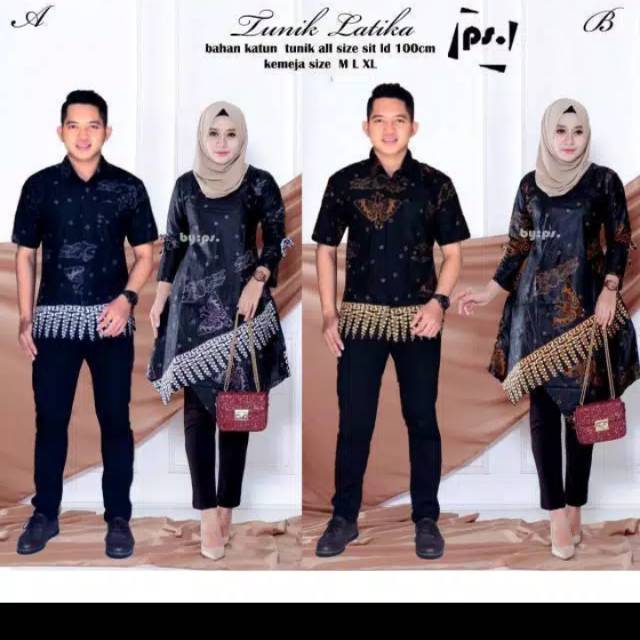  Tunik  Couple Batik  Motif Latika Kupu Kupu Batik  Sarimbit 