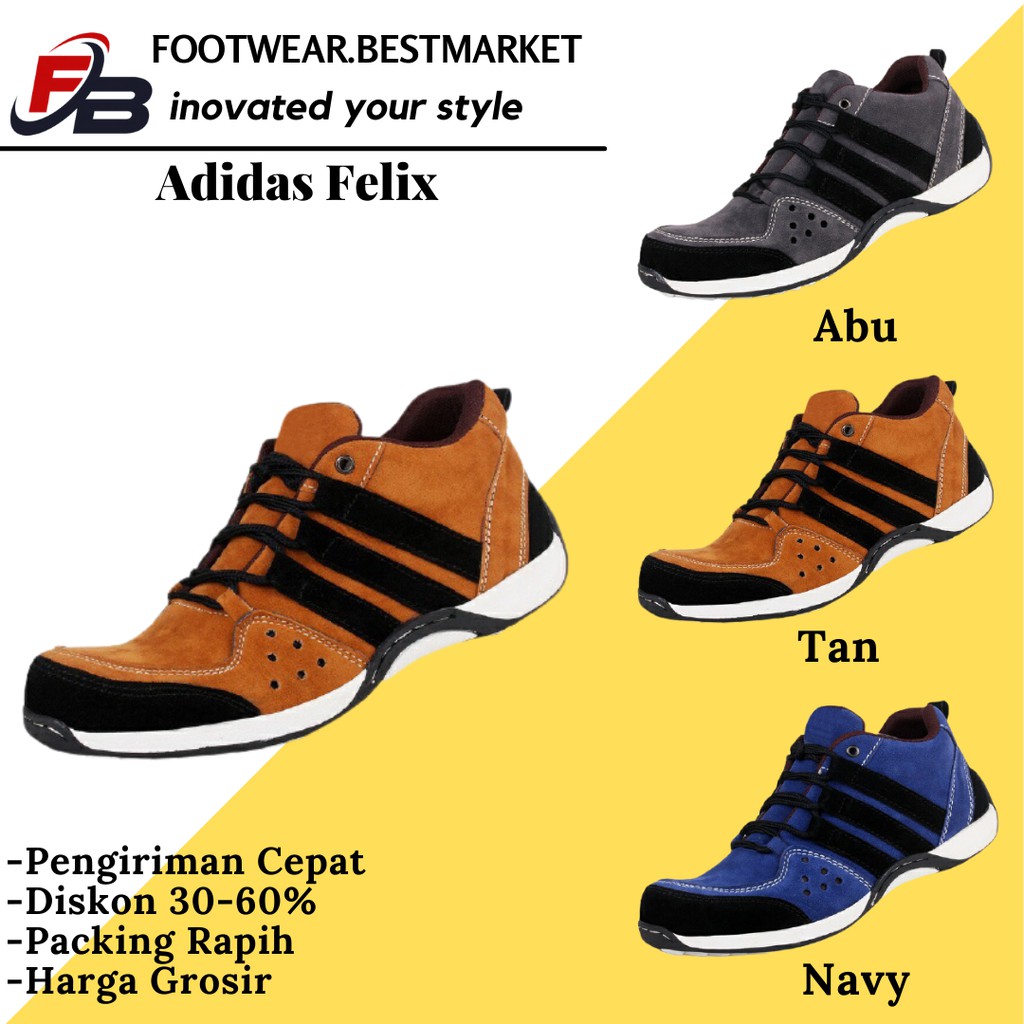 SEPATU PRIA ADIDAS FELIX SAFETY SHOES SPORTY UJUNG BESI 3 VARIAN WARNA - BAYAR DI TEMPAT