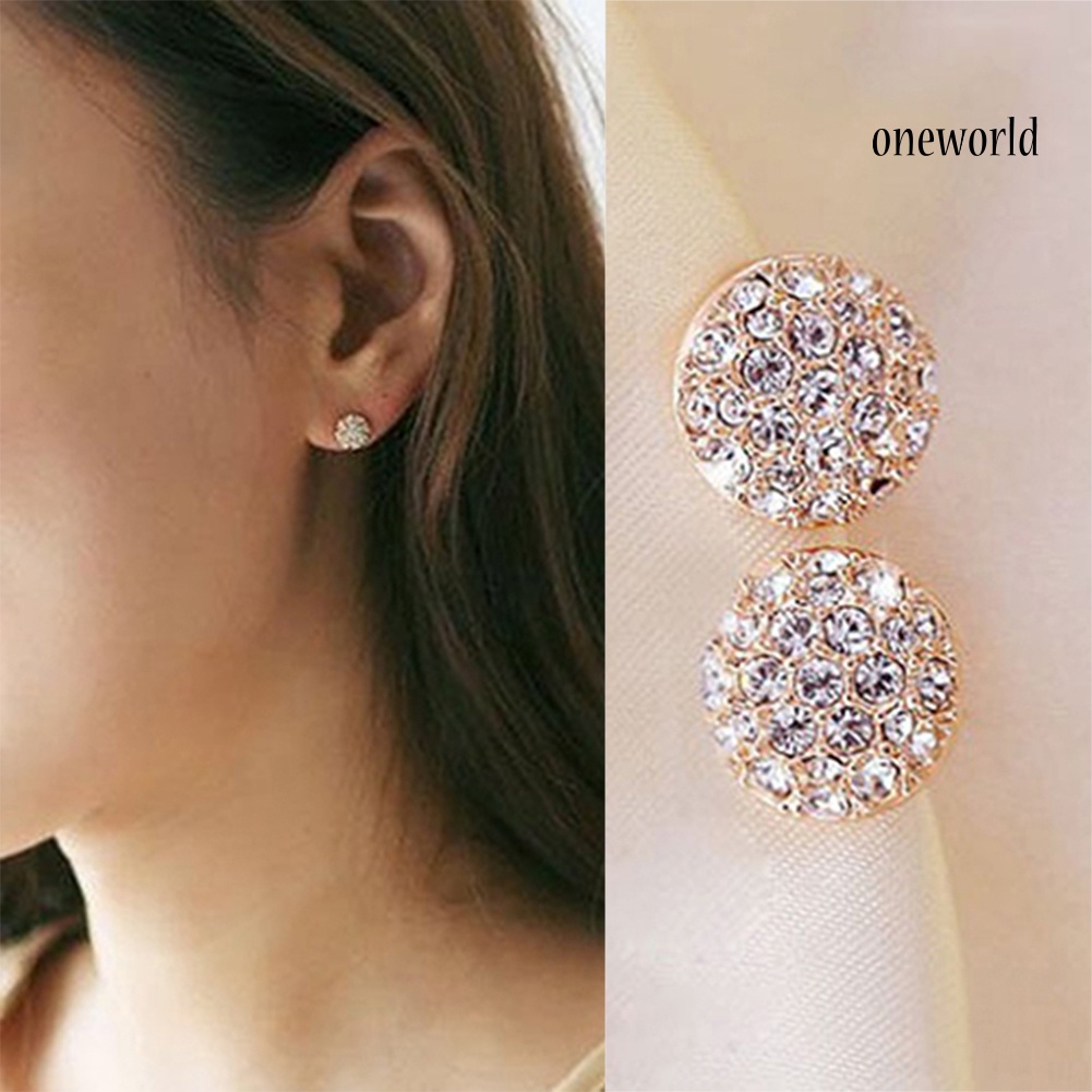 OW@ Women's Fashion Elegant Circle Crystal Rhinestone Ear Studs Earrings Jewelry