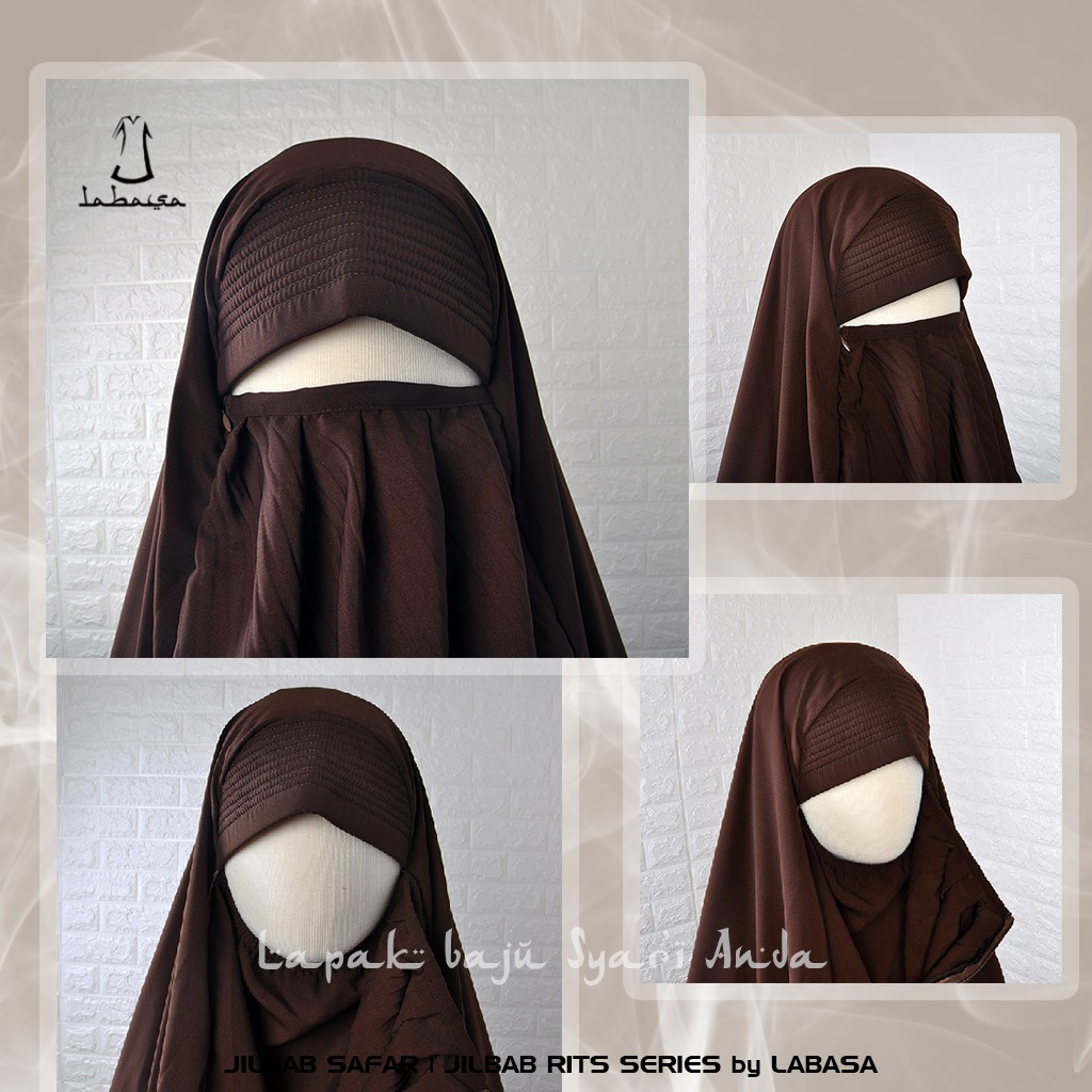 Labasa Jilbab Safar Non Purdah Size L Selutut / Sebetis Coklat Tua / Cokpi | Jilbab Rits