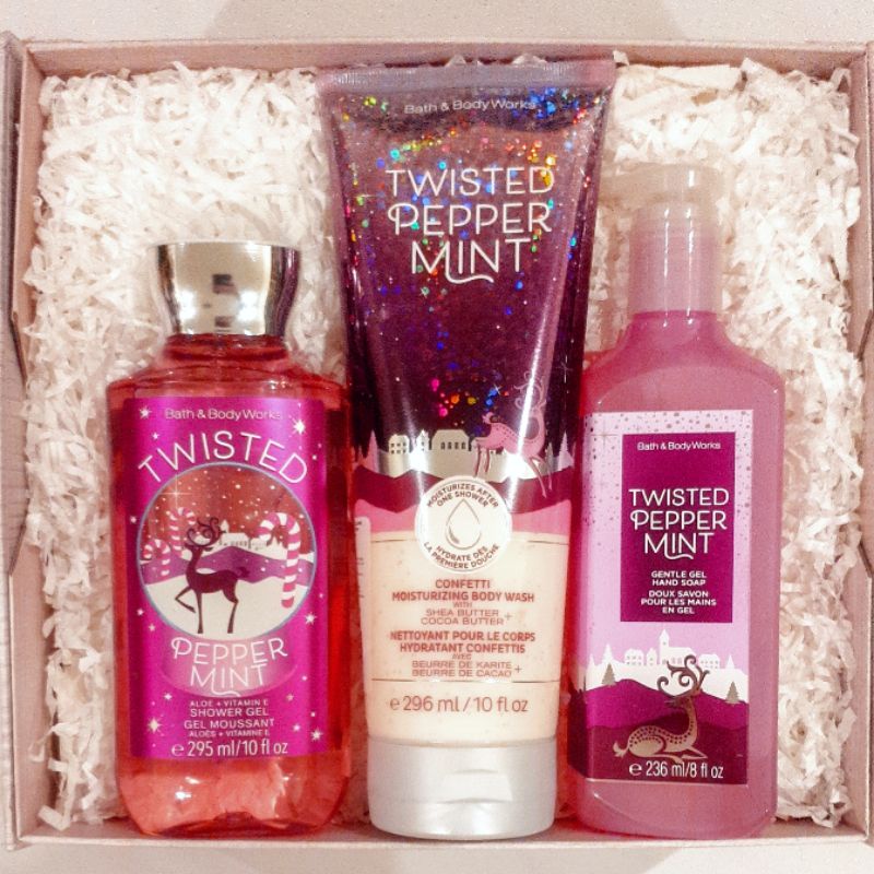 BBW TWISTED PEPPERMINT GIFT SET PAKET BATH &amp; BODY WORKS