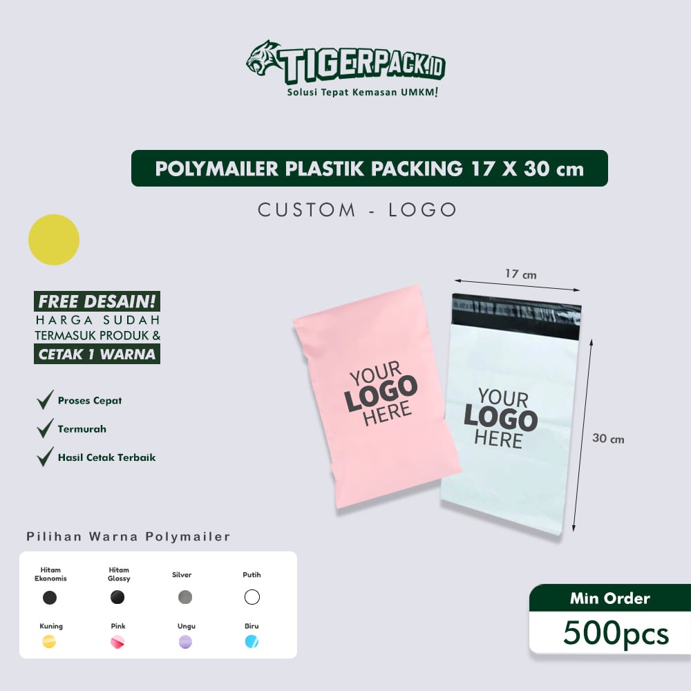 

POLYMAILER PLASTIK PACKING 17 X 30 cm ( CUSTOM LOGO )