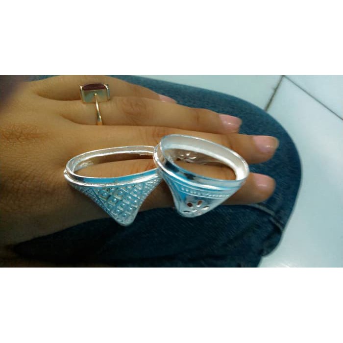 Emban cincin Akik alloy jumbo tanam mix motif