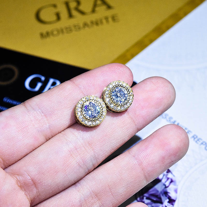 Anting Tusuk Desain 2 Karat Bulat Hias Berlian Gaya Klasik Untuk Wanita