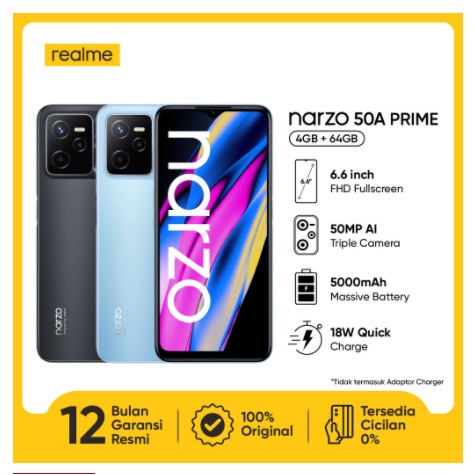 realme narzo 50A Prime 4GB+128GB 5000mAh Massive Battery | 18W Quick Charge | Powerful Unisoc T612 Processor