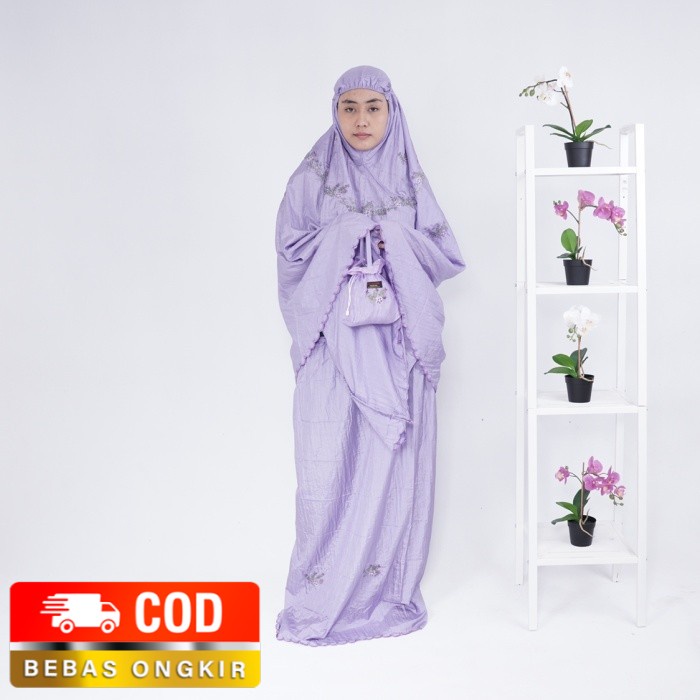 Mukena Dewasa Parasut Jumbo Bordir Arrahni Adem Bonus Tas Cantik - Putih