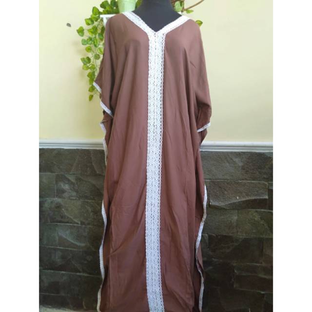 Daster Arab Kelelawar Coklat Renda