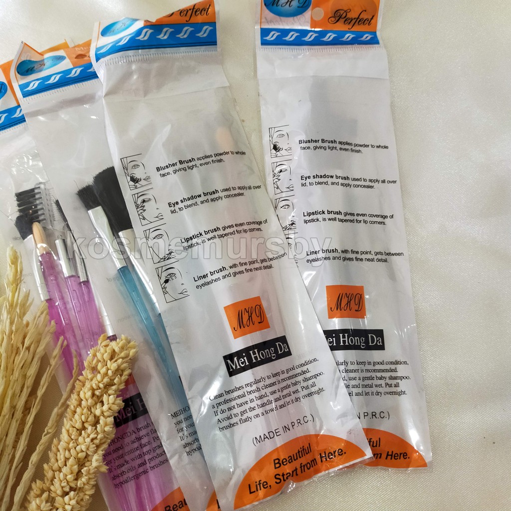 1 set brush makeup plastik (mei hong da) 5 in 1