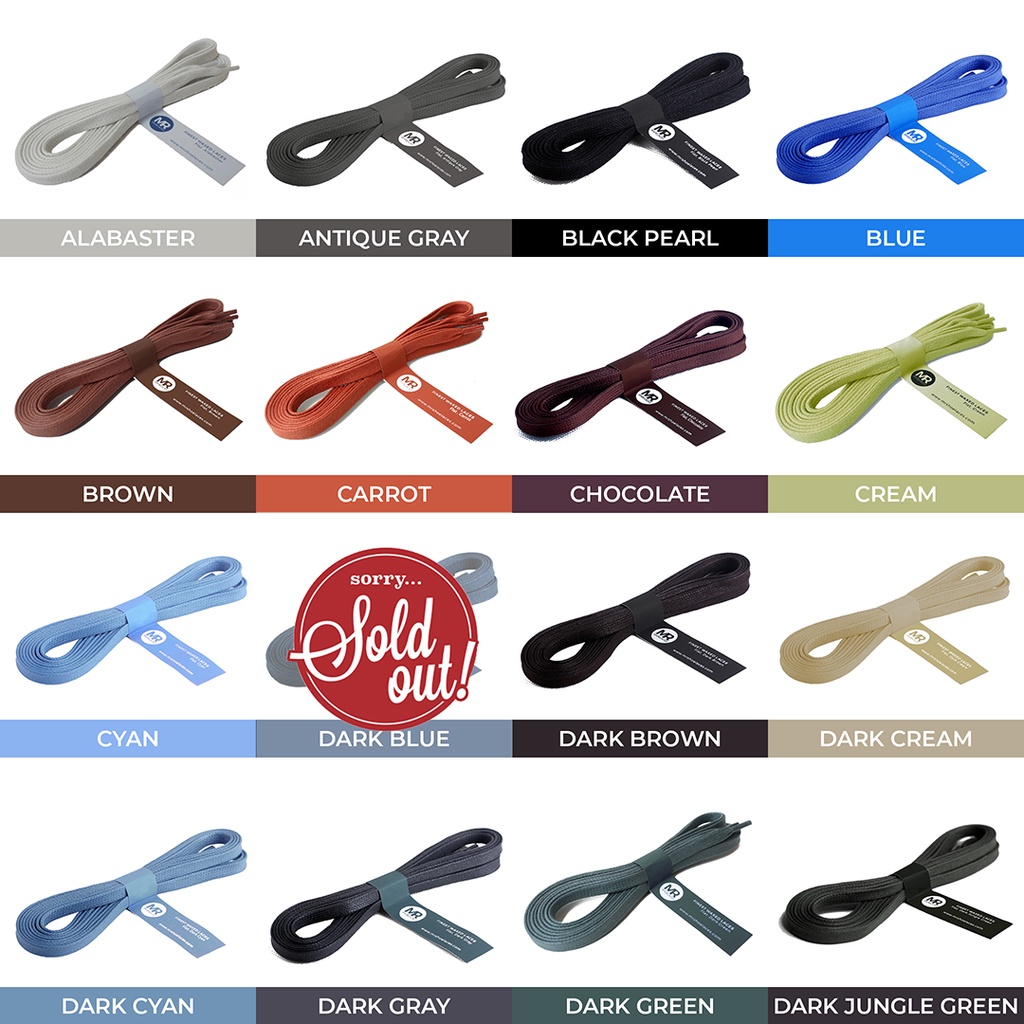 Tali Lilin Gepeng 6-7mm (Flat) 100cm Variasi Warna untuk Sepatu Sneakers