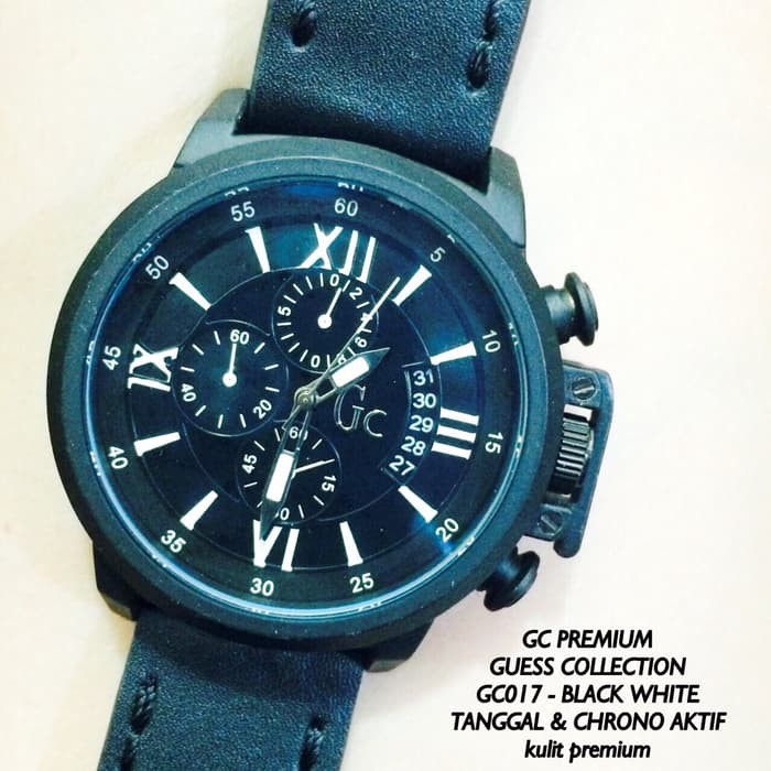 Cuci gudang jam tangan pria GC guess collection kulit tanggal chrono