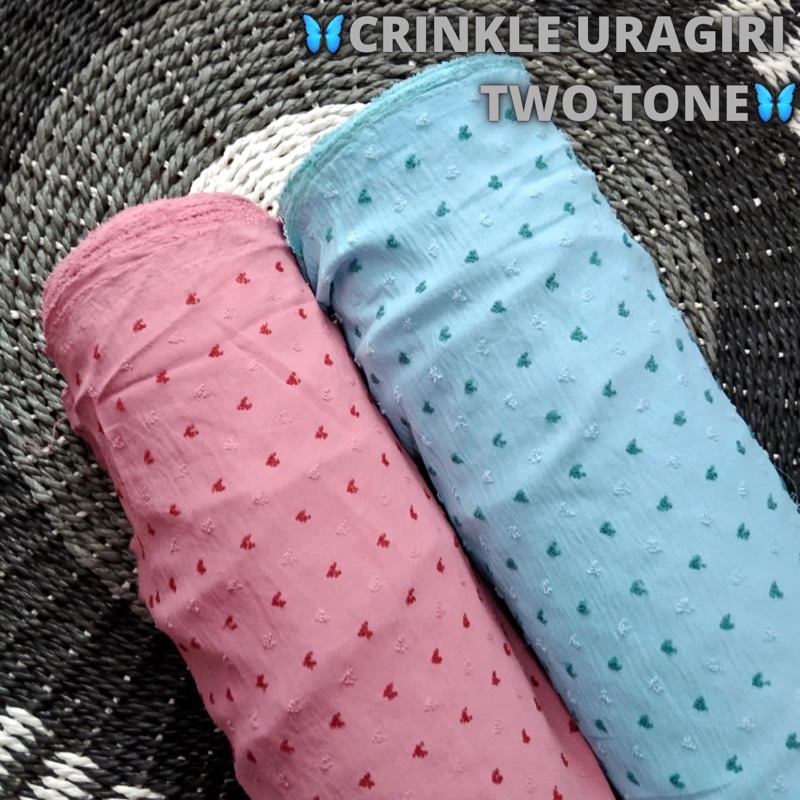 (BEST SELLER) CRINKLE URAGIRI TWO TONE LOVE BAHAN GAMIS/BLOUSE/TUNIK BACADESKRIPSI