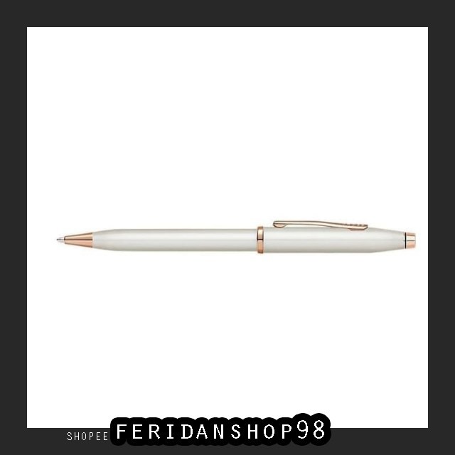 

FS1088 PULPEN CENTURY II PEARLESCENT ATK WHITE LACQUER BALLPOINT PEN WITH ROSE-GOLD BY FERIDANSHOP98