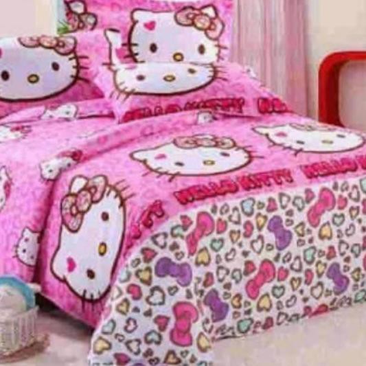 ► SPREI MOTIF HELLO KITTY LEOPARD PINK UK SINGLE & QUEEN KING 120x200 100x200 90x200 160x200 180x200