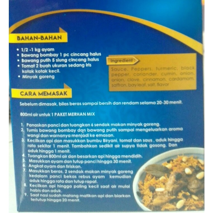 

bg20t01r Beras Basmati Premium Plus Bumbu Kabsah Sv012Ss