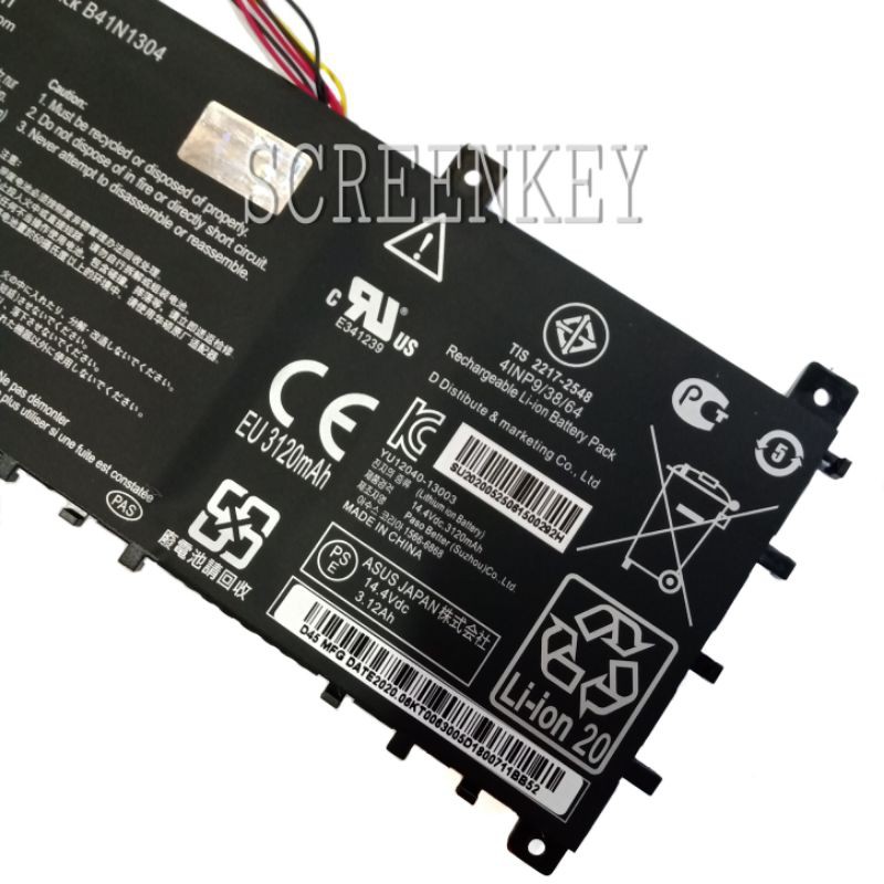 Baterai Laptop Asus Vivobook S451 S451LA S451LB A451 A451L A451LN A451LB V451 V451LA B41N1304 ORI