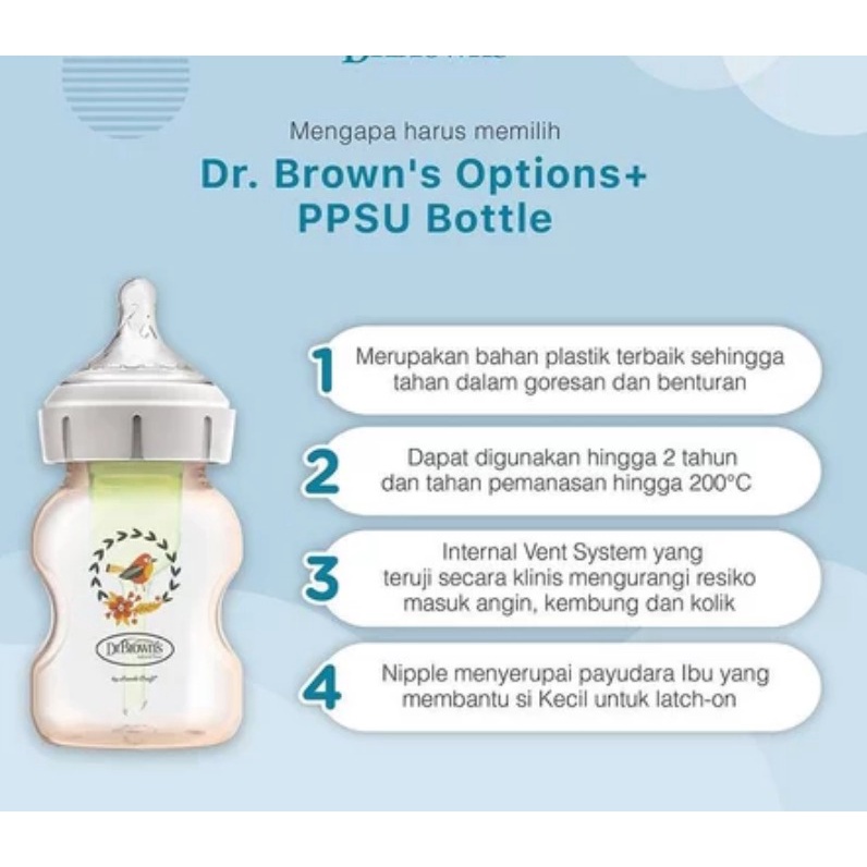 Dr Browns - PPSU OPTIONS PLUS Wide Neck Bottle 270ml BIRD